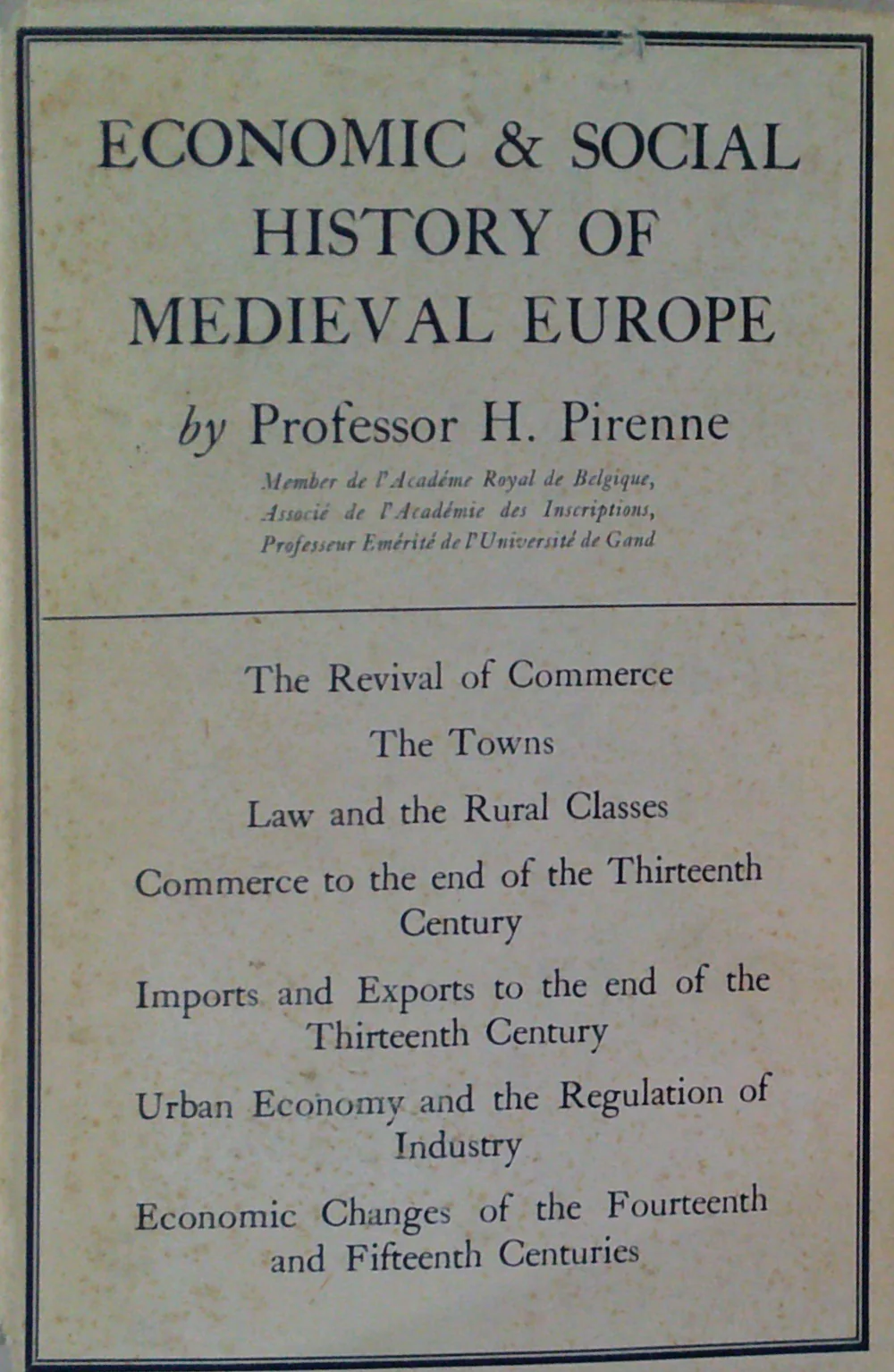 Economic & Social History Of Medieval Europe