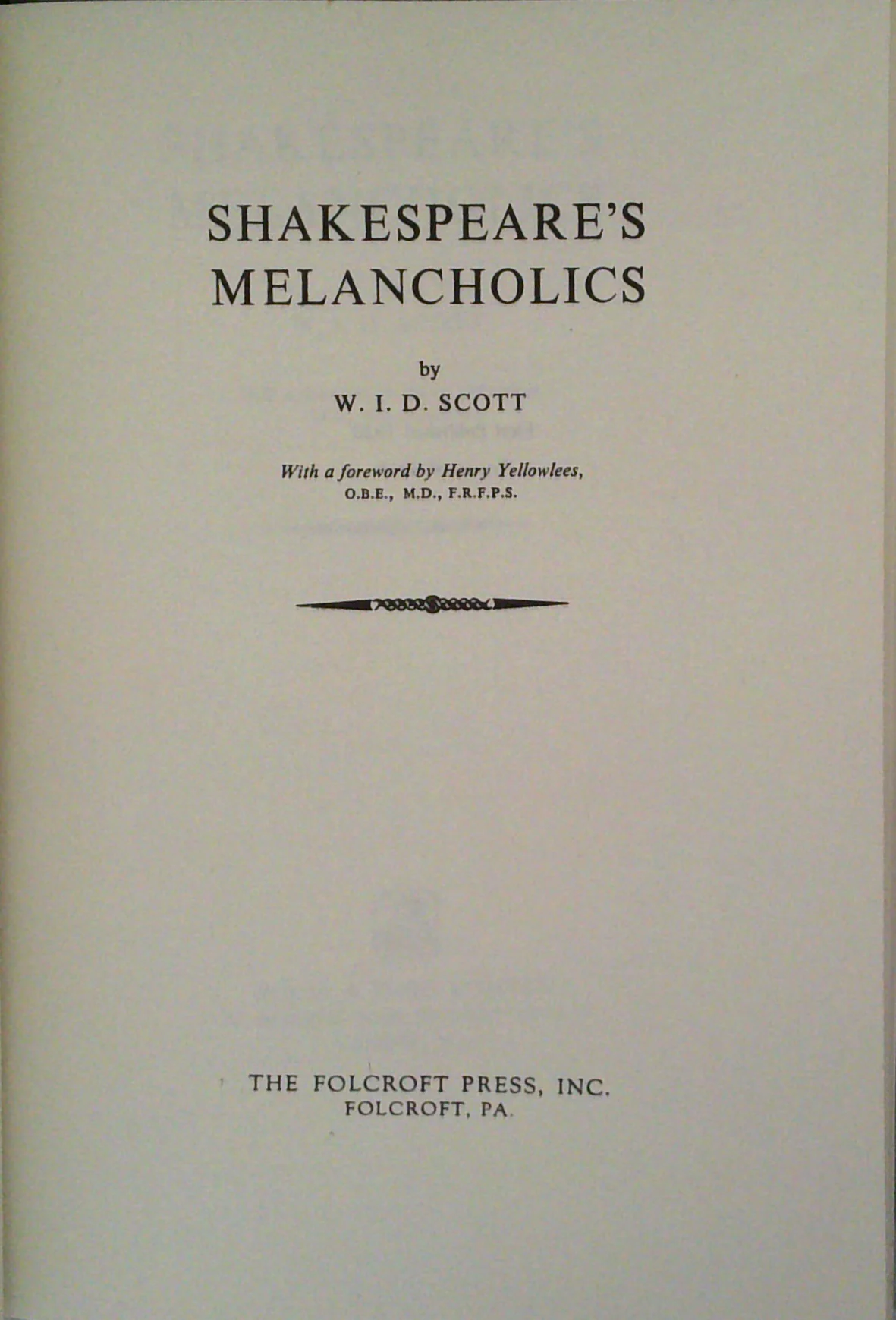 Shakespeare's Melancholics