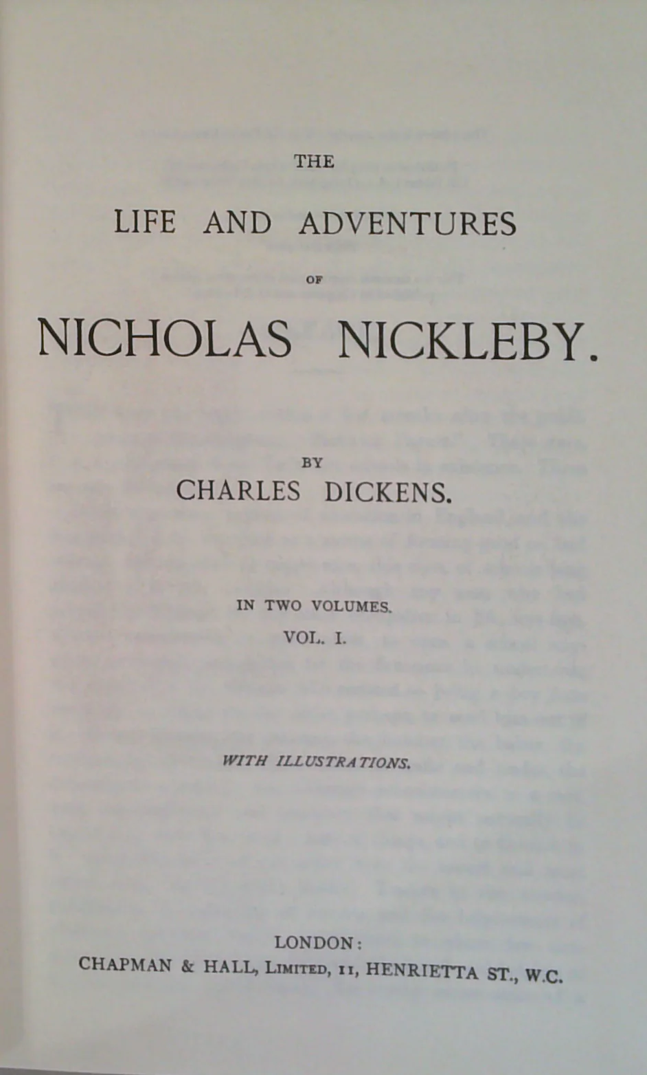 The Life and Adventures of Nicholas Nickleby