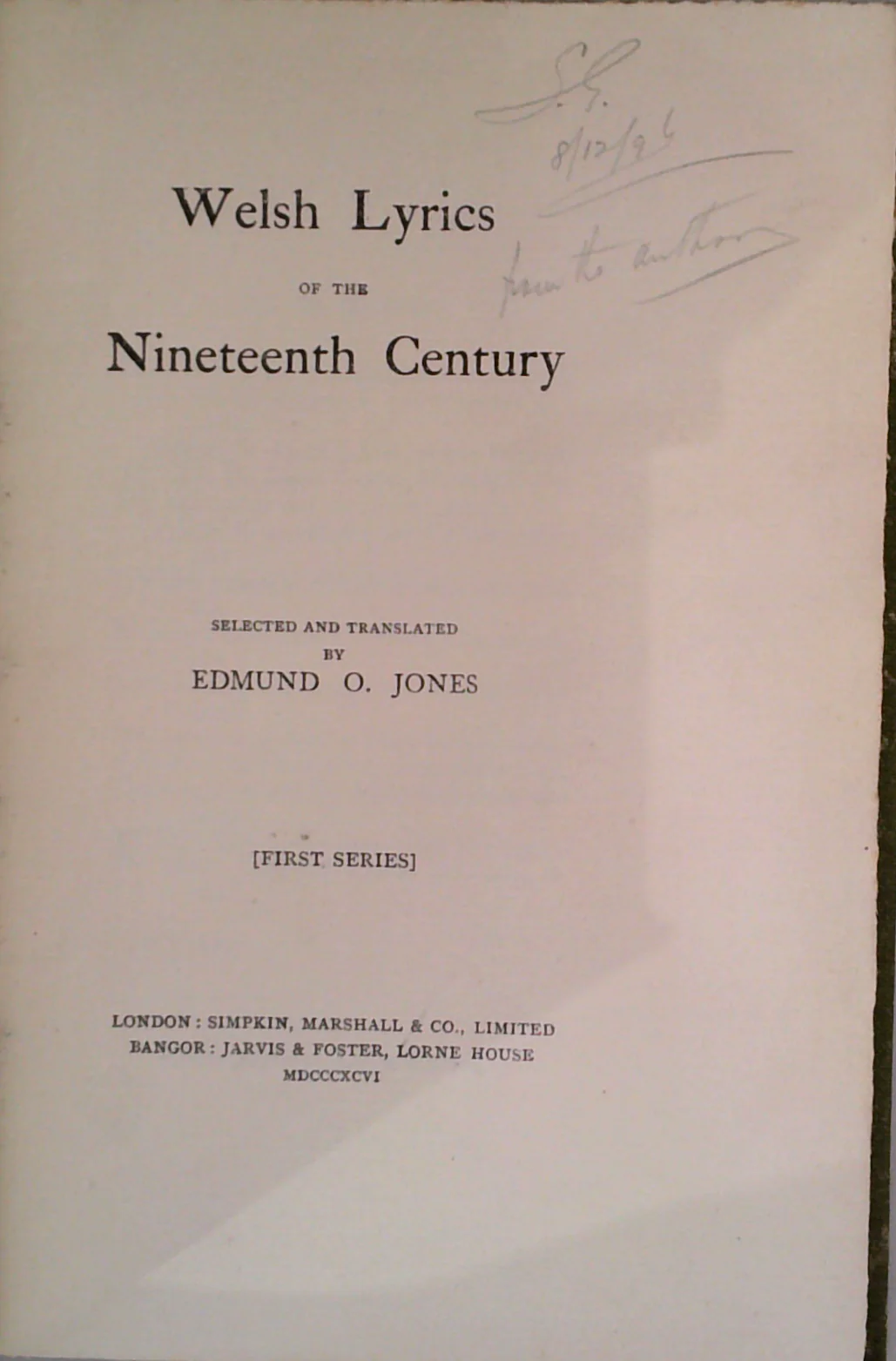 Welsh Lyrics Of The Nineteenth Century